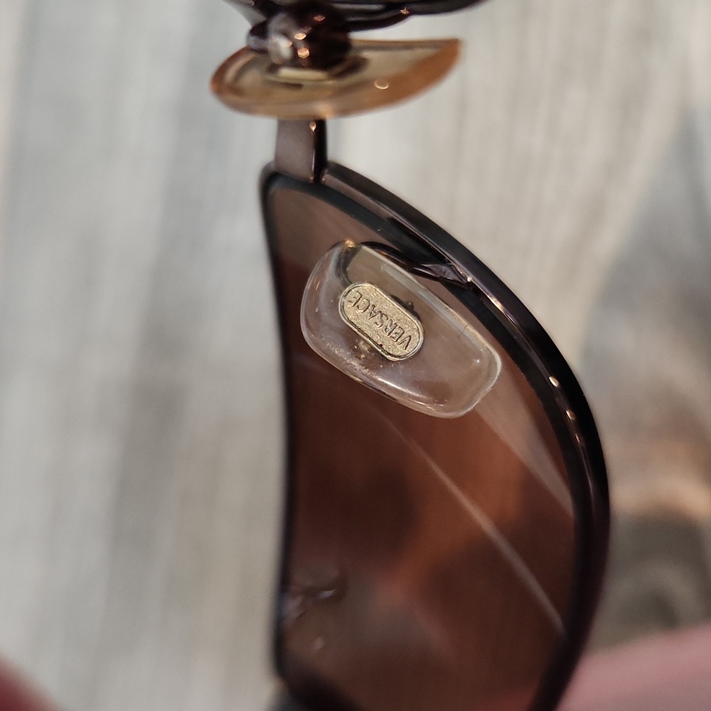 Versace Vintage Brown Tortoiseshell Mirror Rectangular Sunglasses‎ - Picture 9 of 15